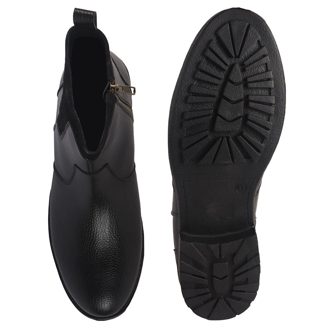 Men Black Side Zipper Closure High Ankle Slip On Chelsea Boot with Soft Cushioned Insole|Anti Skid TPR Sole|Shock Absorber Shoe for Winter, Office, Travel