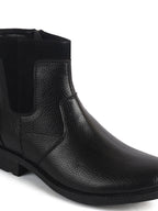 Men Black Side Zipper Closure High Ankle Slip On Chelsea Boot with Soft Cushioned Insole|Anti Skid TPR Sole|Shock Absorber Shoe for Winter, Office, Travel