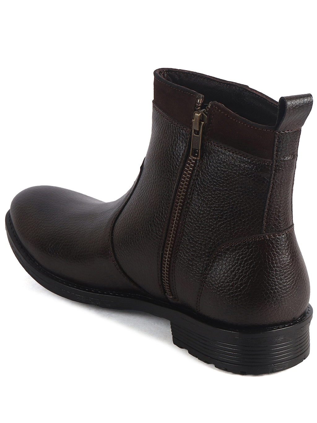 Men Brown Side Zipper Closure High Ankle Slip On Chelsea Boot with Soft Cushioned Insole|Anti Skid TPR Sole|Shock Absorber Shoe for Winter, Office, Travel
