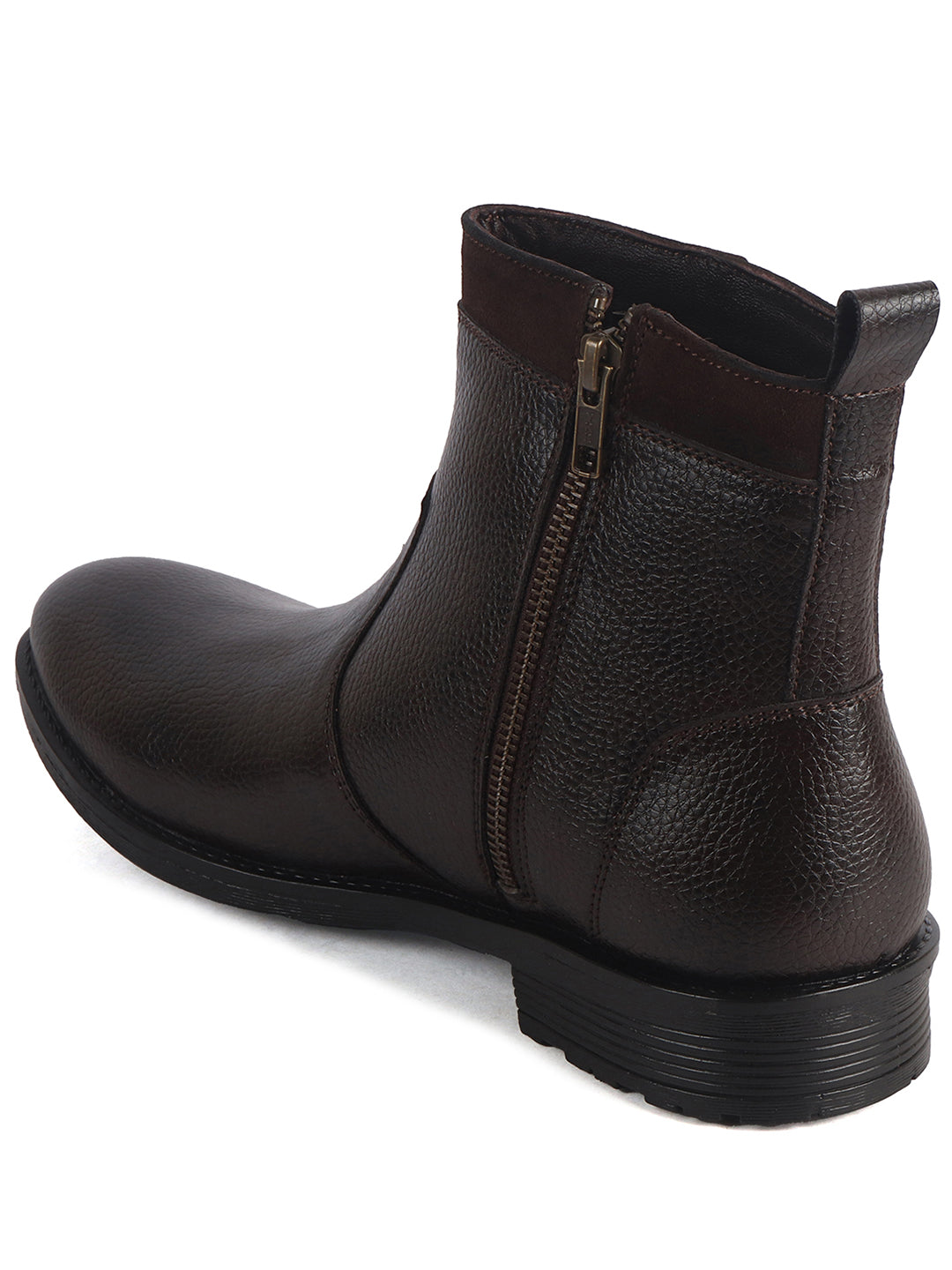 Men Brown Side Zipper Closure High Ankle Slip On Chelsea Boot with Soft Cushioned Insole|Anti Skid TPR Sole|Shock Absorber Shoe for Winter, Office, Travel