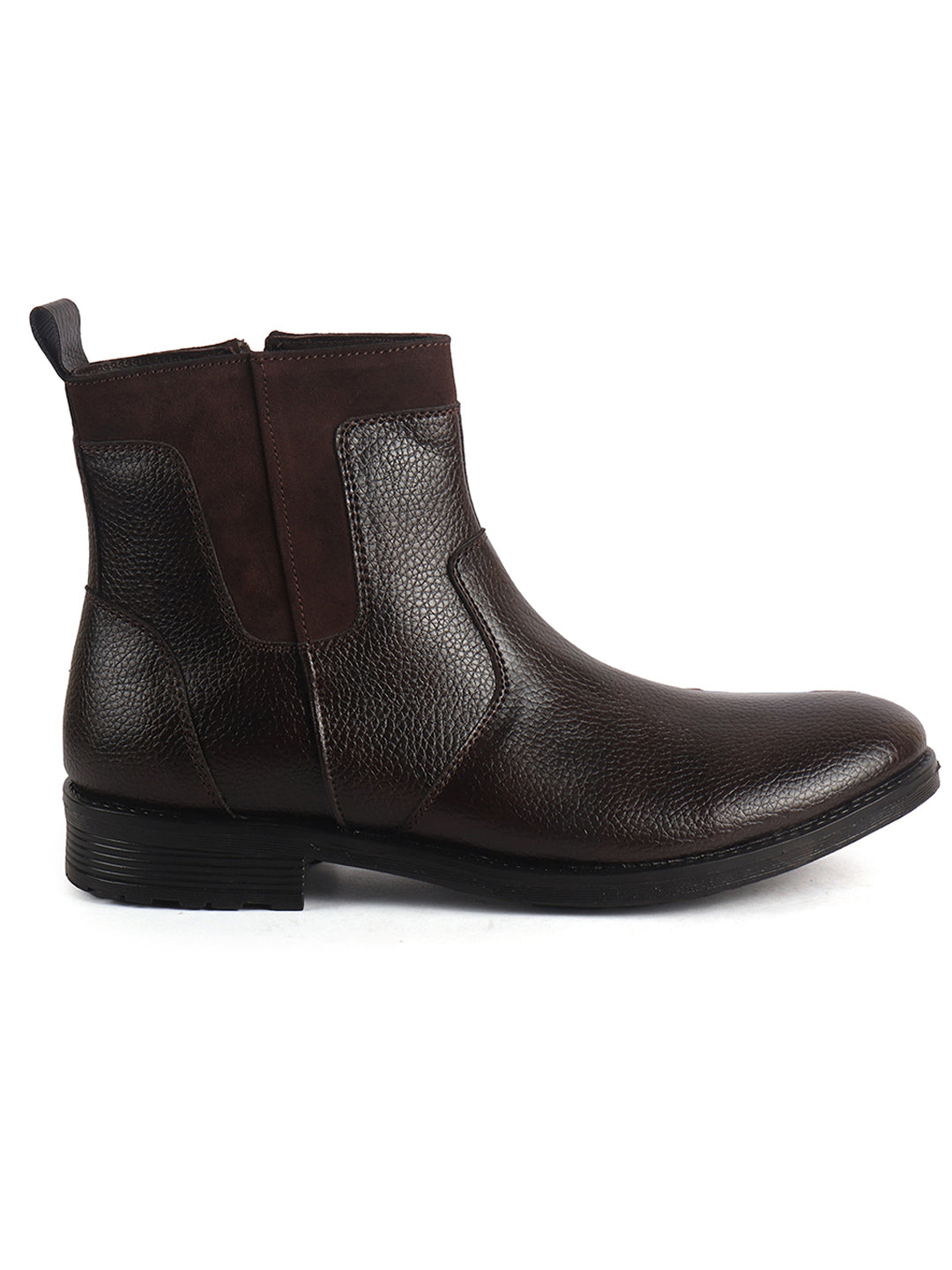 Men Brown Side Zipper Closure High Ankle Slip On Chelsea Boot with Soft Cushioned Insole|Anti Skid TPR Sole|Shock Absorber Shoe for Winter, Office, Travel