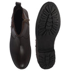 Men Brown Side Zipper Closure High Ankle Slip On Chelsea Boot with Soft Cushioned Insole|Anti Skid TPR Sole|Shock Absorber Shoe for Winter, Office, Travel