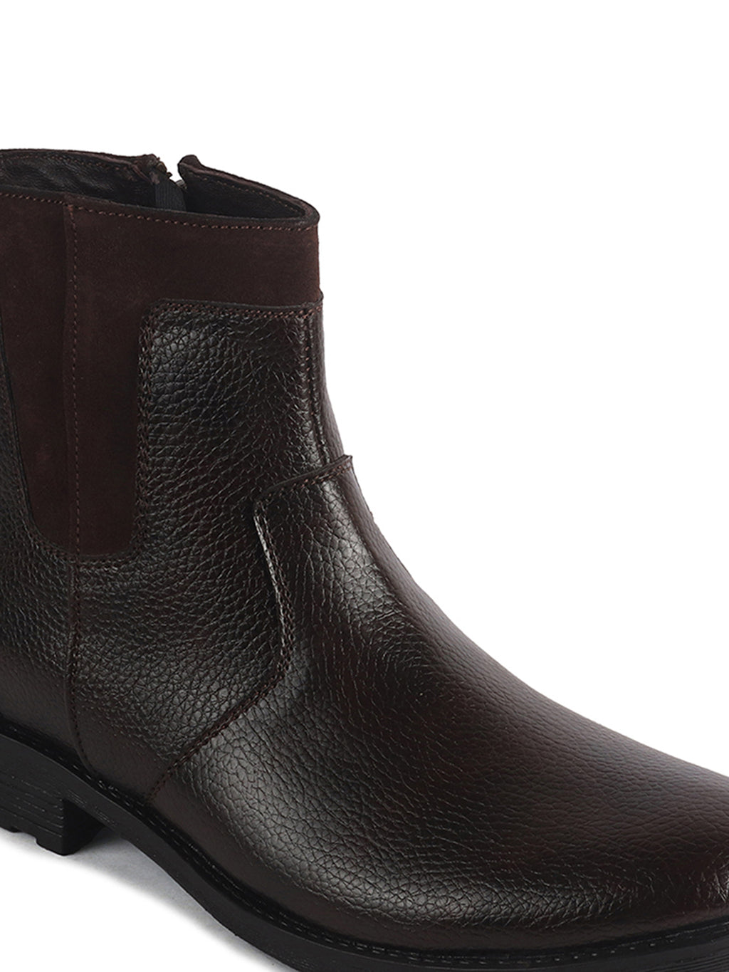 Men Brown Side Zipper Closure High Ankle Slip On Chelsea Boot with Soft Cushioned Insole|Anti Skid TPR Sole|Shock Absorber Shoe for Winter, Office, Travel