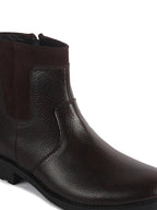 Men Brown Side Zipper Closure High Ankle Slip On Chelsea Boot with Soft Cushioned Insole|Anti Skid TPR Sole|Shock Absorber Shoe for Winter, Office, Travel