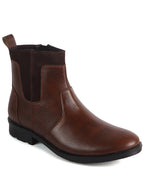 Men Tan Side Zipper Closure High Ankle Slip On Chelsea Boot with Soft Cushioned Insole|Anti Skid TPR Sole|Shock Absorber Shoe for Winter, Office, Travel