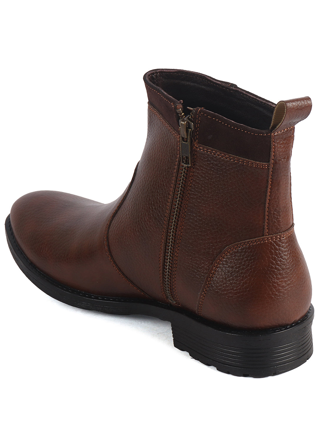 Men Tan Side Zipper Closure High Ankle Slip On Chelsea Boot with Soft Cushioned Insole|Anti Skid TPR Sole|Shock Absorber Shoe for Winter, Office, Travel