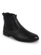 Men Black High Ankle Textured Slip On Chelsea Boots with Shock Absorber Insole|Formal, Office, Winter Durable Boots|Anti Skid TPR Welted Sole