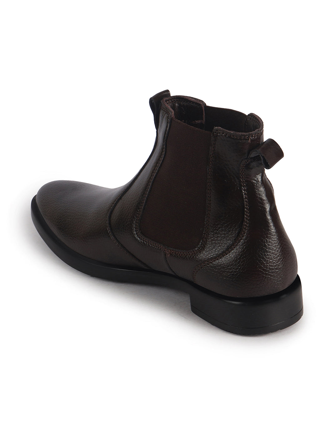 Men Brown High Ankle Textured Slip On Chelsea Boots with Shock Absorber Insole|Formal, Office, Winter Durable Boots|Anti Skid TPR Welted Sole