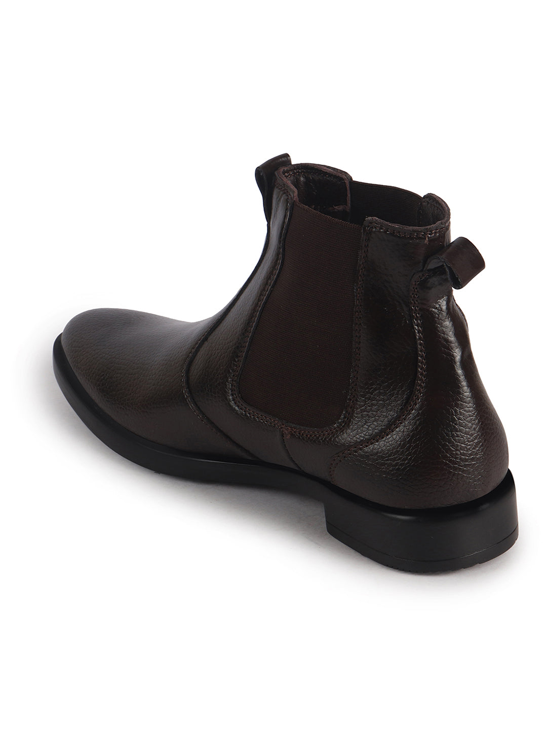 Men Brown High Ankle Textured Slip On Chelsea Boots with Shock Absorber Insole|Formal, Office, Winter Durable Boots|Anti Skid TPR Welted Sole