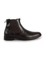 Men Brown High Ankle Textured Slip On Chelsea Boots with Shock Absorber Insole|Formal, Office, Winter Durable Boots|Anti Skid TPR Welted Sole