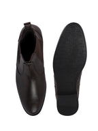 Men Brown High Ankle Textured Slip On Chelsea Boots with Shock Absorber Insole|Formal, Office, Winter Durable Boots|Anti Skid TPR Welted Sole