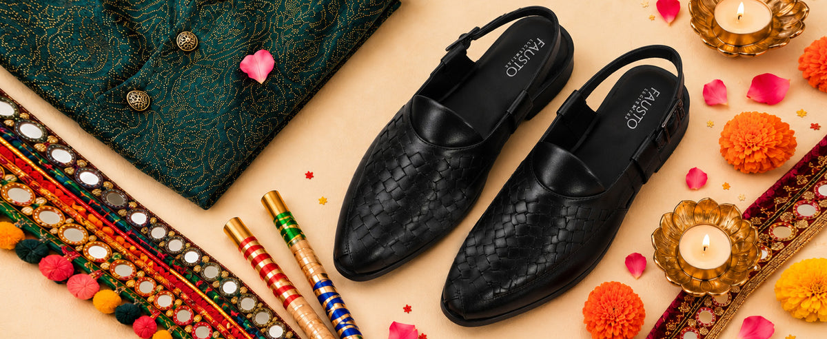 Men Black Handcraft Perforated Upper Ethnic Peep Toe Peshawari Hook and Loop Sandals for Wedding|Lightweight Slip Ons Formal, Festive, Traditional Dress