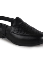 men slip on peshawari chappal