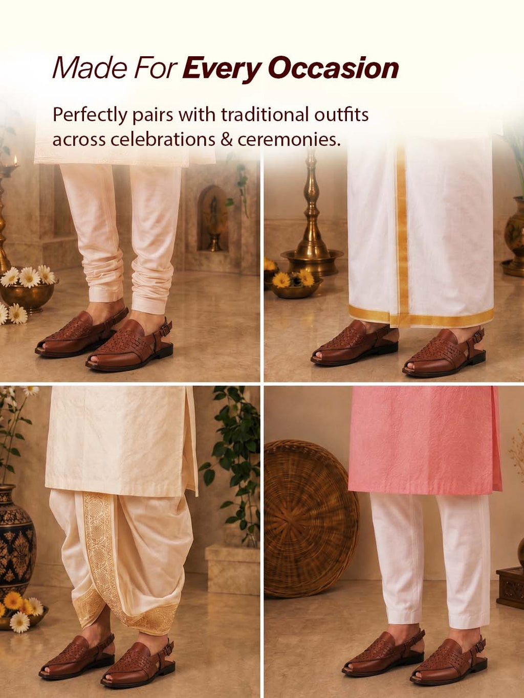 men slip on peshawari chappal