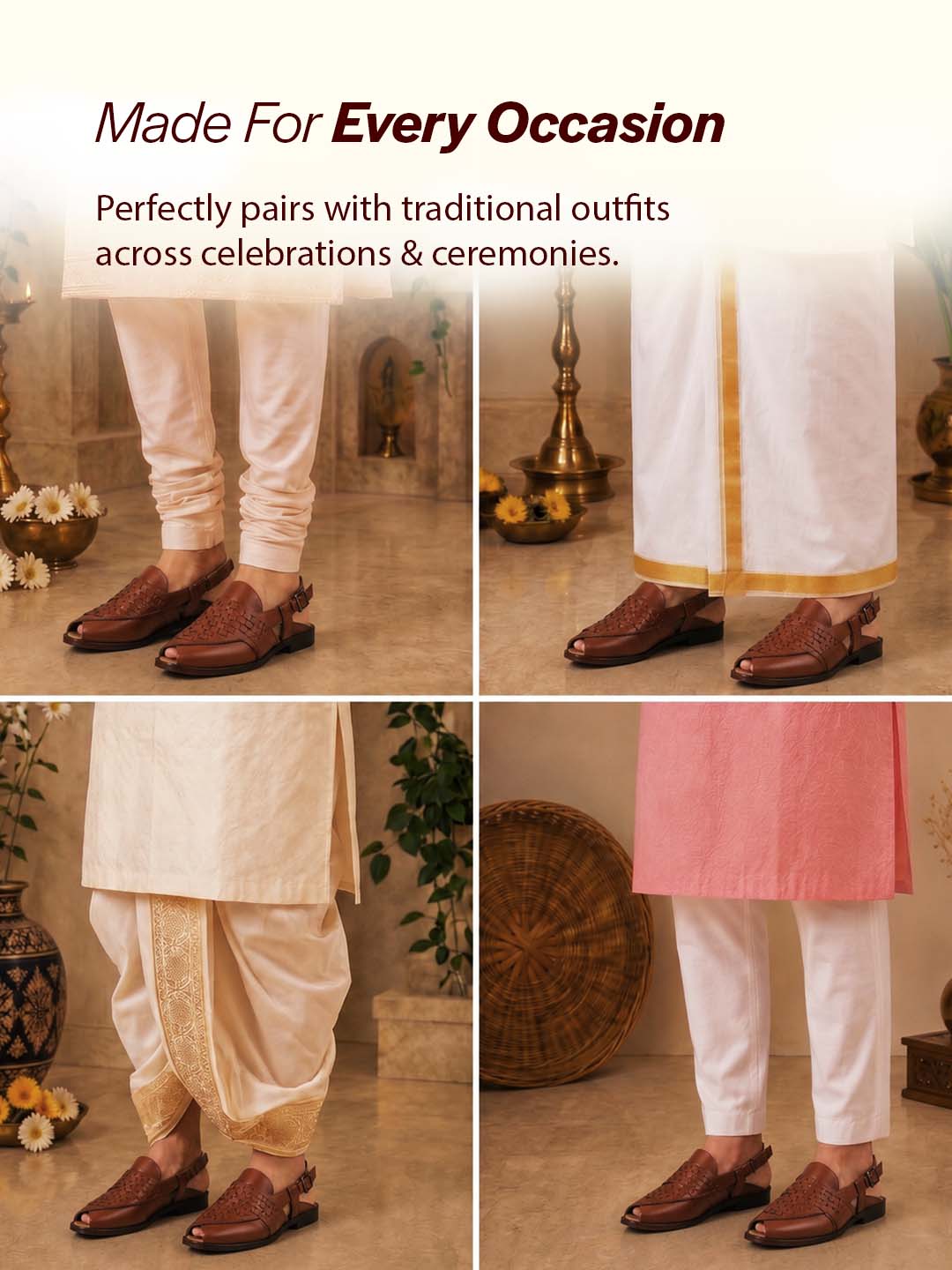 men slip on peshawari chappal