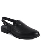 Men Black Textured Perforated Ethnic Peep Toe Peshawari Hook and Loop Sandals for Wedding|Lightweight Slip On Shoe Formal, Festive, Traditional Dress