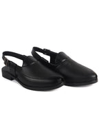 Men Black Textured Perforated Ethnic Peep Toe Peshawari Hook and Loop Sandals for Wedding|Lightweight Slip On Shoe Formal, Festive, Traditional Dress