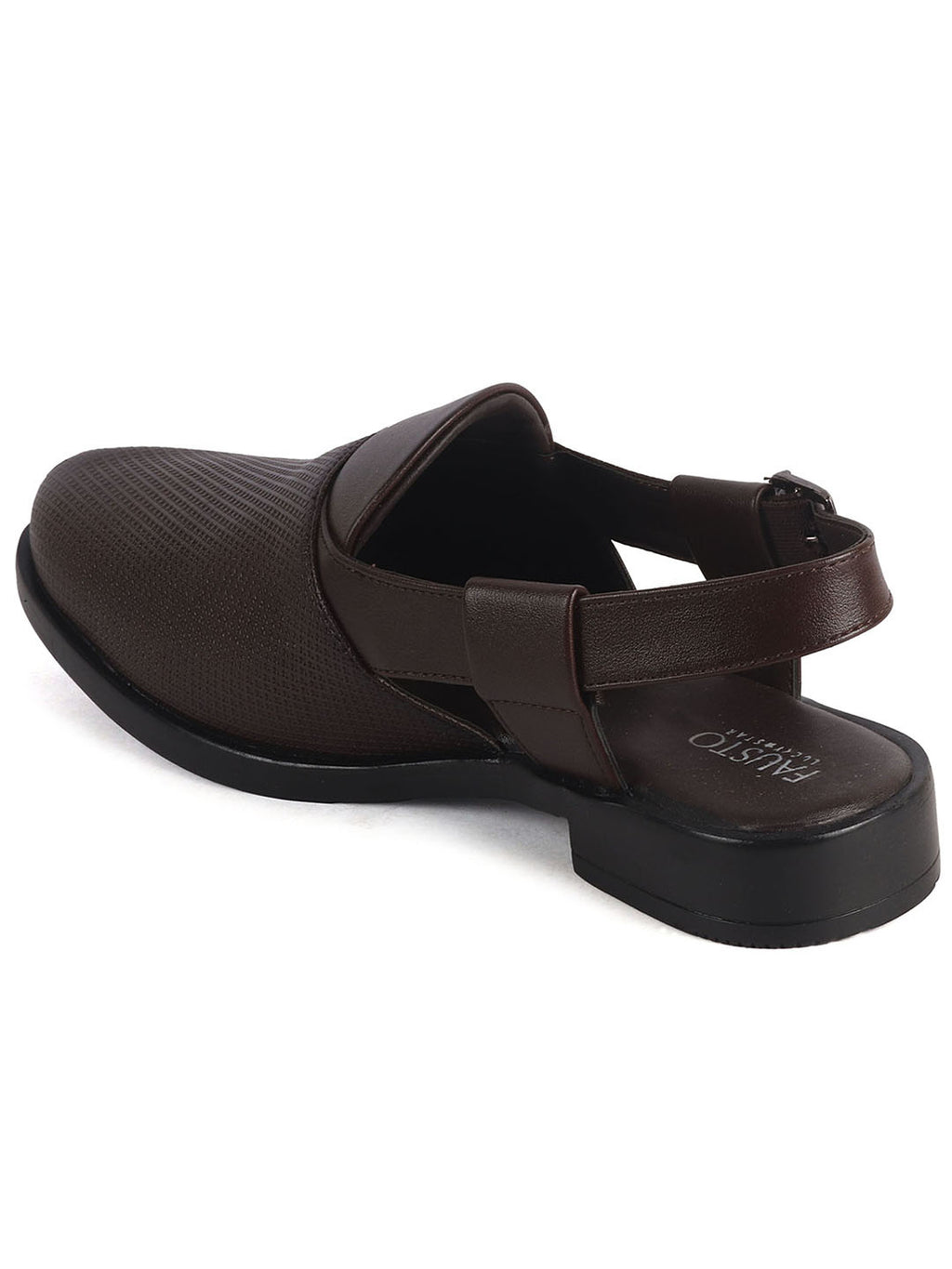 Men Brown Textured Perforated Ethnic Peep Toe Peshawari Hook and Loop Sandals for Wedding|Lightweight Slip On Shoe Formal, Festive, Traditional Dress