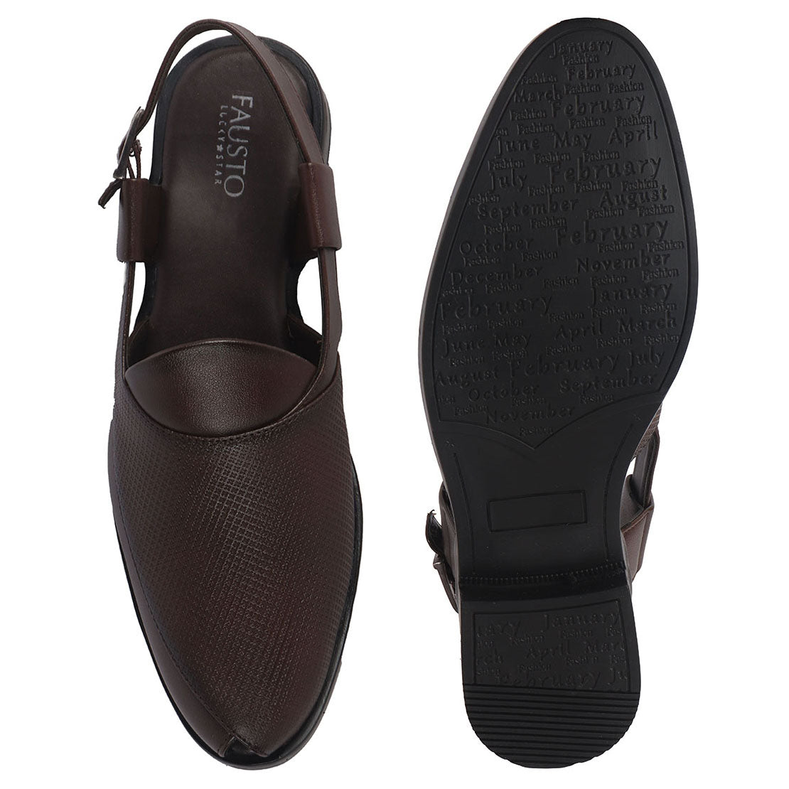 Men Brown Textured Perforated Ethnic Peep Toe Peshawari Hook and Loop Sandals for Wedding|Lightweight Slip On Shoe Formal, Festive, Traditional Dress