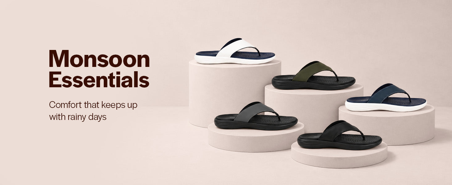Men White Soft EVA Sole Fabric T-Strap Beach Slippers|Waterproof Ultra Light Shock Absorbing Insole Thong Slipper for Rainy Season