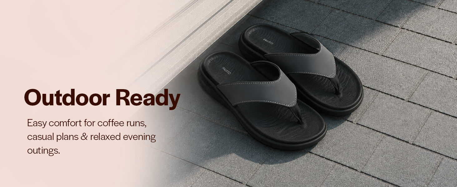 Men White Soft EVA Sole Fabric T-Strap Beach Slippers|Waterproof Ultra Light Shock Absorbing Insole Thong Slipper for Rainy Season