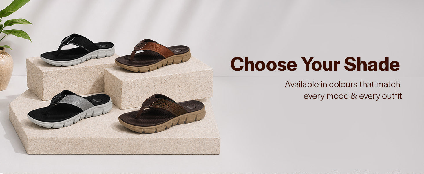 Men Tan Soft EVA Pad Insole Fabric T-Strap Beach Slippers|Waterproof Monsoon Featherlite Anti Skid EVA Sole Thong Slipper for Rainy Season