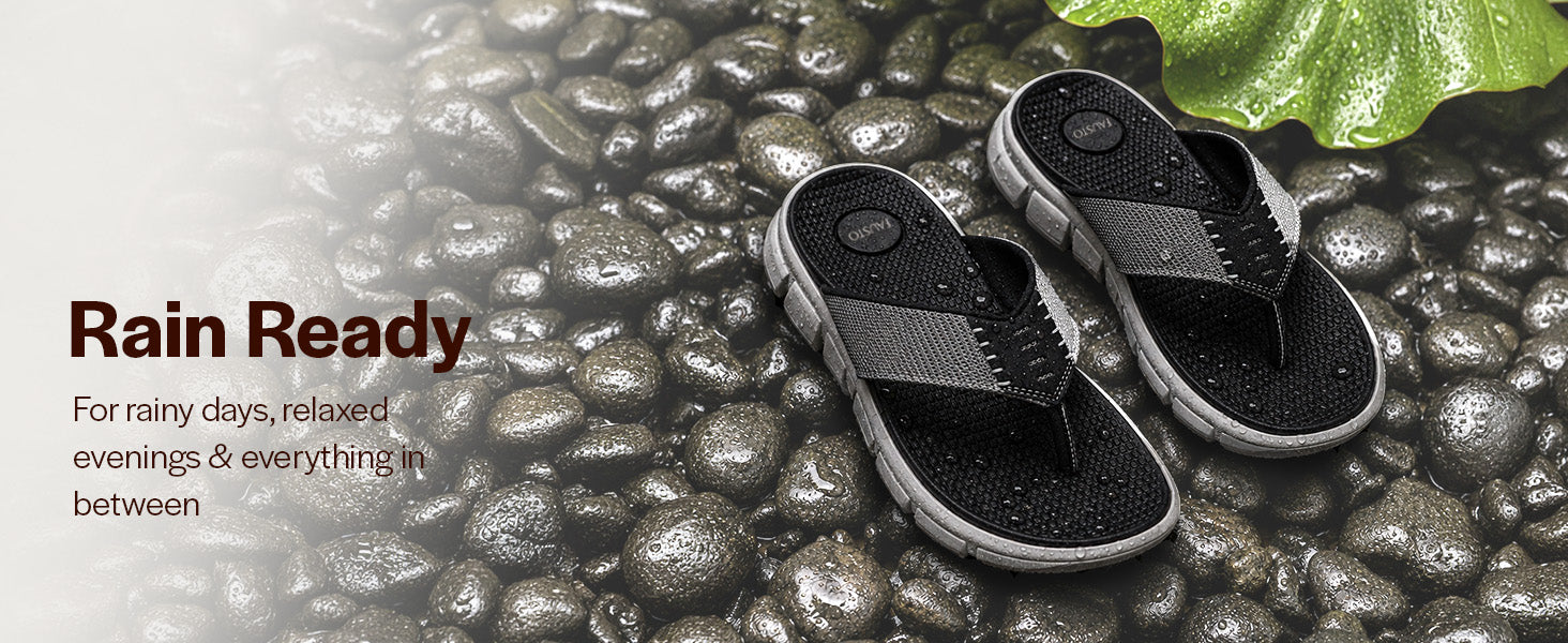 Men Tan Soft EVA Pad Insole Fabric T-Strap Beach Slippers|Waterproof Monsoon Featherlite Anti Skid EVA Sole Thong Slipper for Rainy Season