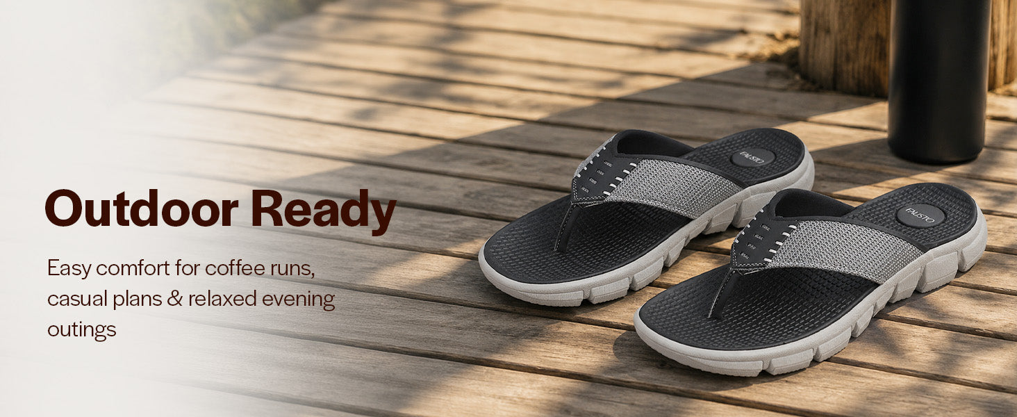 Men Tan Soft EVA Pad Insole Fabric T-Strap Beach Slippers|Waterproof Monsoon Featherlite Anti Skid EVA Sole Thong Slipper for Rainy Season