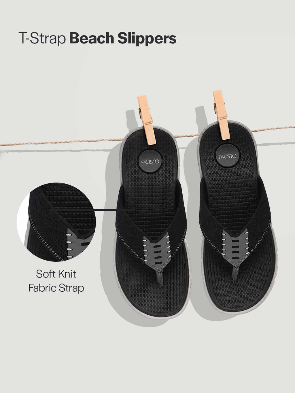 men t-strap slippers