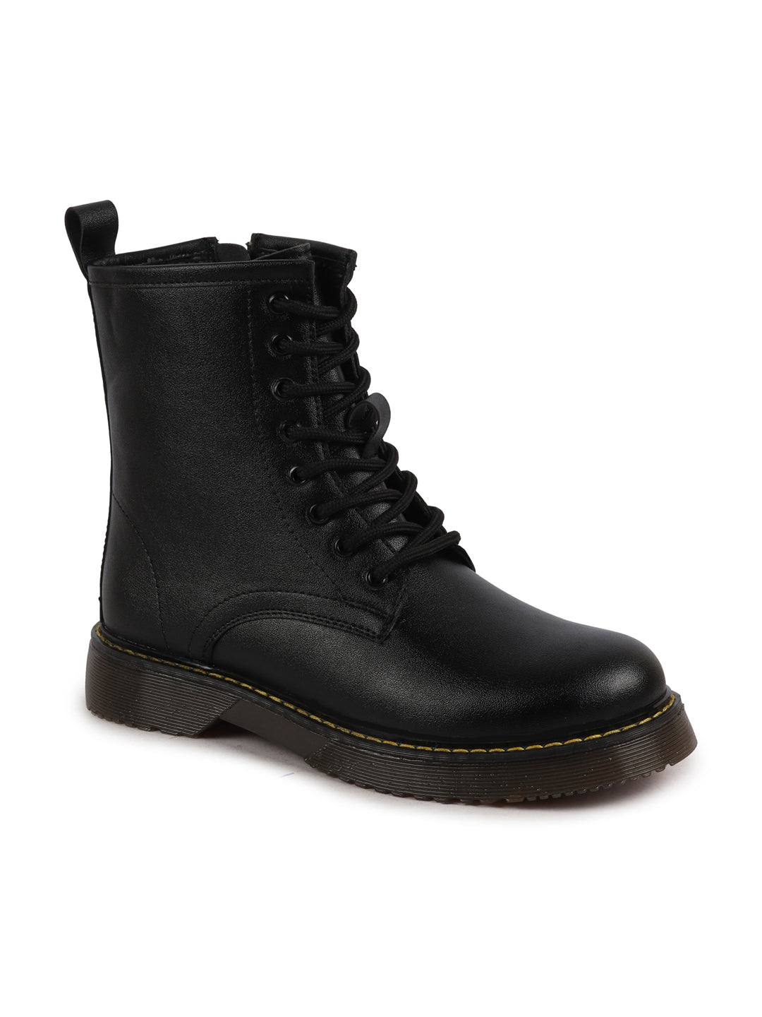 Shop Women Black Classic High Ankle 8-Eye Lace Up Casual Long Boots For Travelling|Trekking Online.