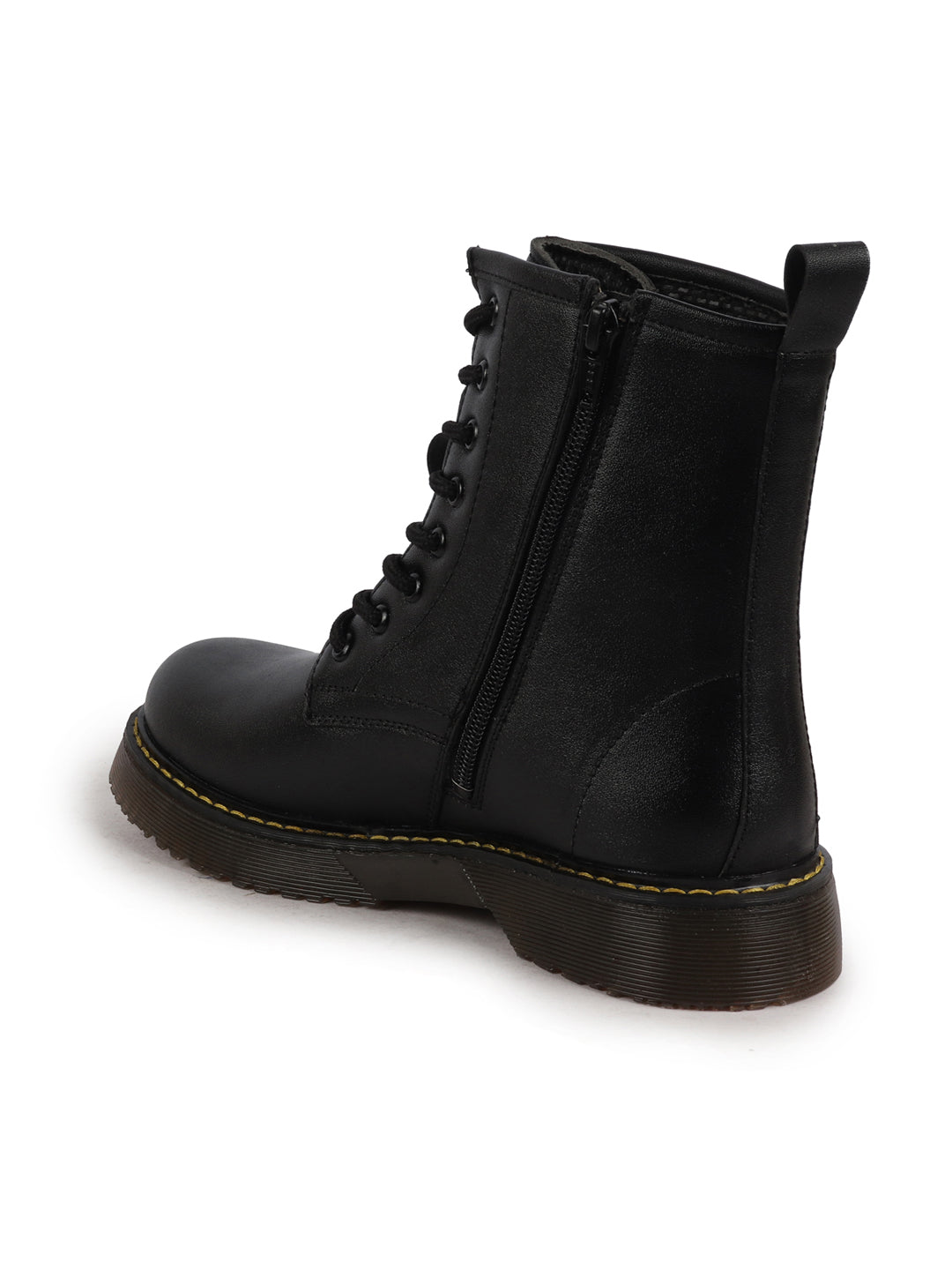 Shop Women Black Classic High Ankle 8-Eye Lace Up Casual Long Boots For Travelling|Trekking Online.