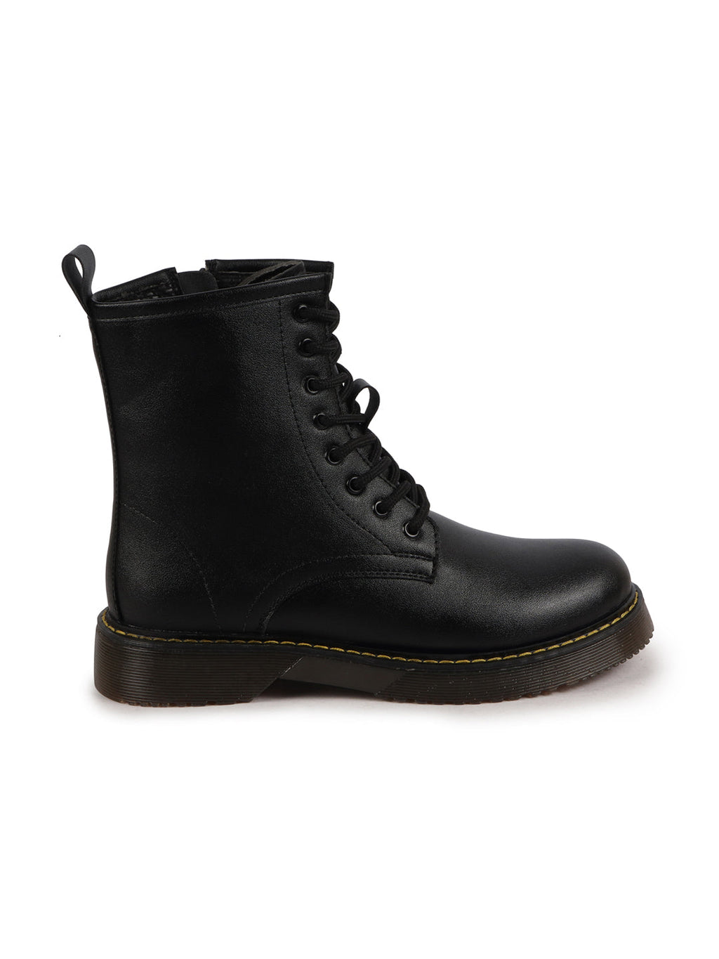 Shop Women Black Classic High Ankle 8-Eye Lace Up Casual Long Boots For Travelling|Trekking Online.
