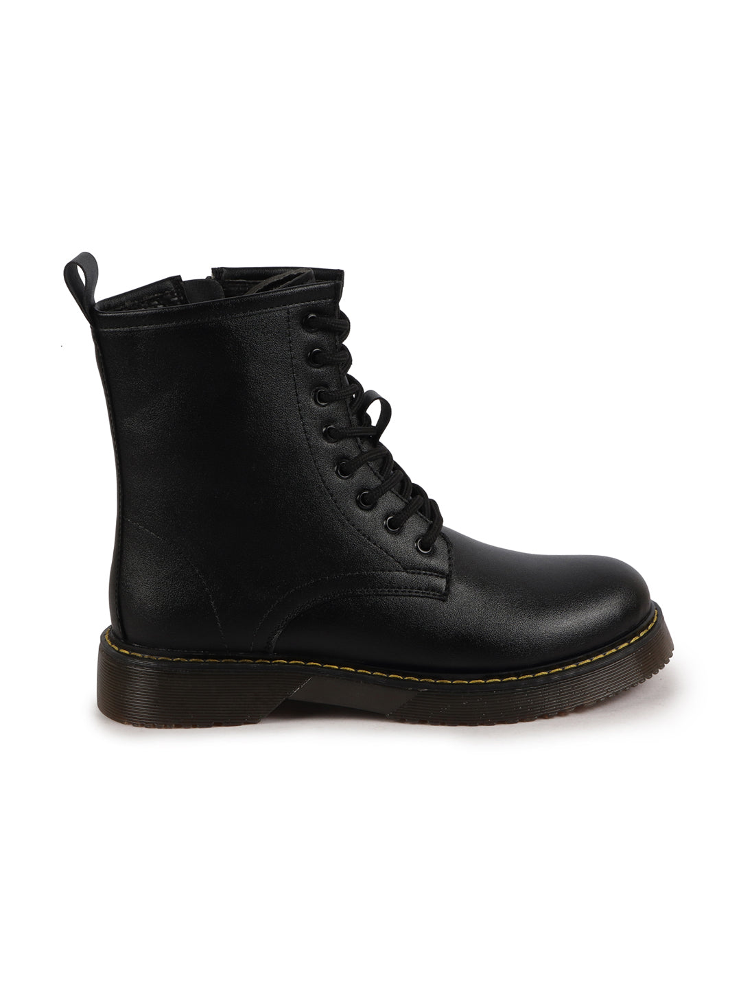 Shop Women Black Classic High Ankle 8-Eye Lace Up Casual Long Boots For Travelling|Trekking Online.