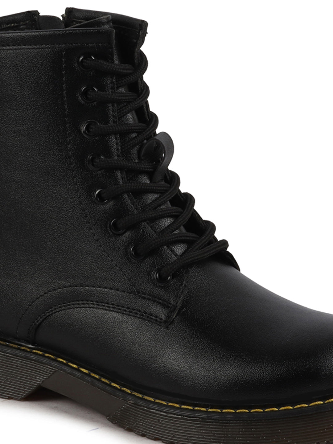 Shop Women Black Classic High Ankle 8-Eye Lace Up Casual Long Boots For Travelling|Trekking Online.