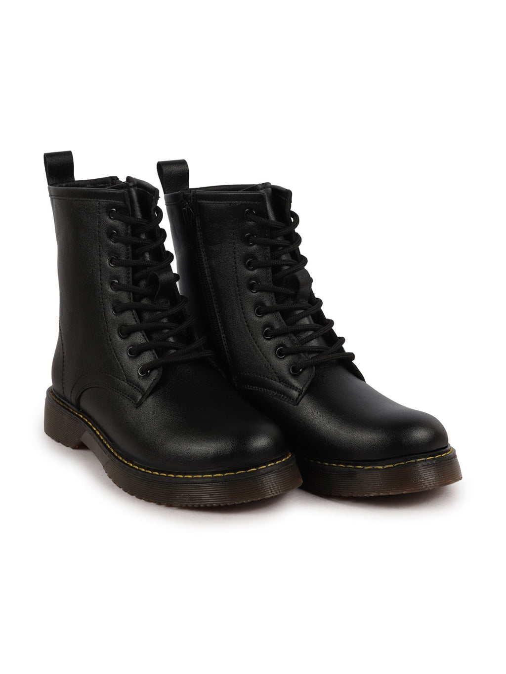 Shop Women Black Classic High Ankle 8-Eye Lace Up Casual Long Boots For Travelling|Trekking Online.