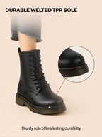 Shop Women Black Classic High Ankle 8-Eye Lace Up Casual Long Boots For Travelling|Trekking Online.