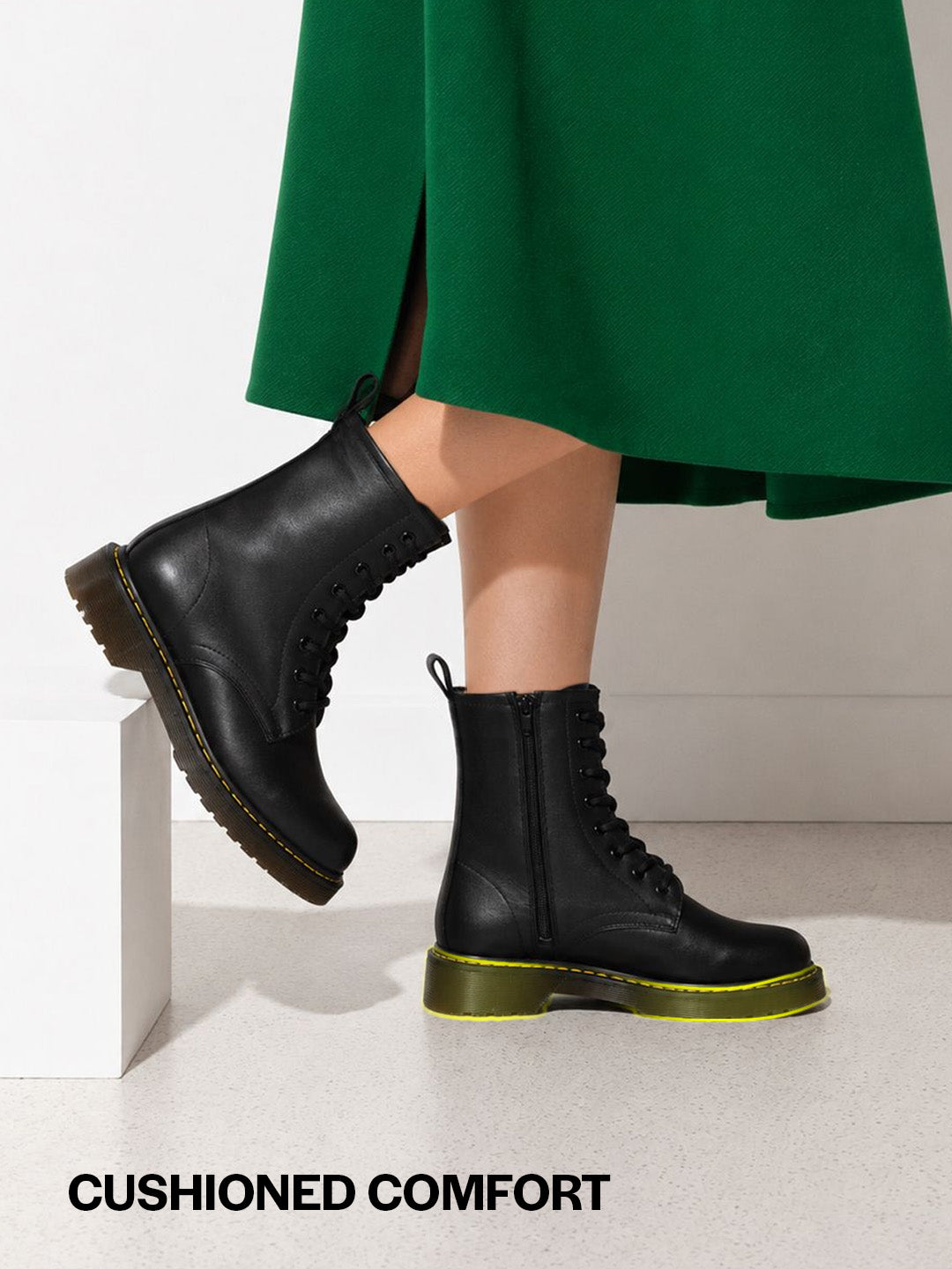 Shop Women Black Classic High Ankle 8-Eye Lace Up Casual Long Boots For Travelling|Trekking Online.