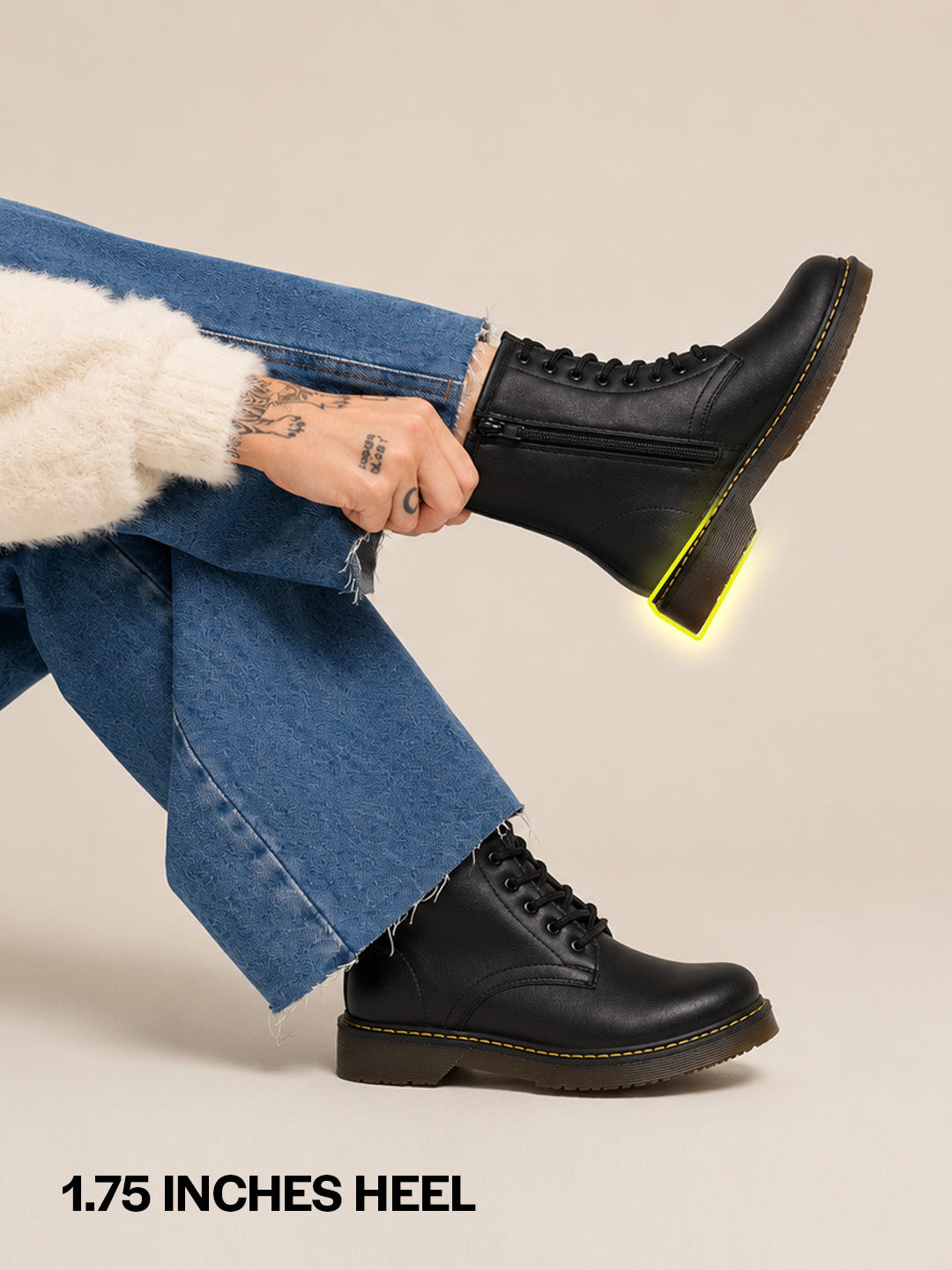 Shop Women Black Classic High Ankle 8-Eye Lace Up Casual Long Boots For Travelling|Trekking Online.