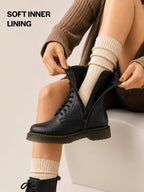 Shop Women Black Classic High Ankle 8-Eye Lace Up Casual Long Boots For Travelling|Trekking Online.
