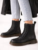 Women Black Classic High Ankle 8-Eye Lace Up Casual Long Boots For Travelling|Trekking