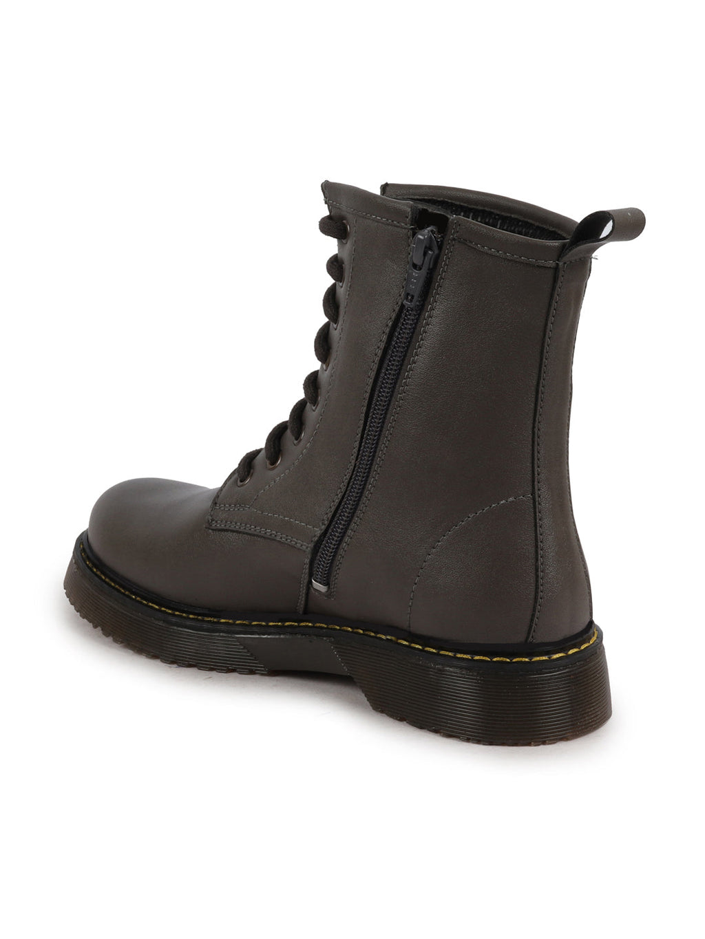 Shop Women Grey Classic High Ankle 8-Eye Lace Up Casual Long Boots For Travelling|Trekking Online.