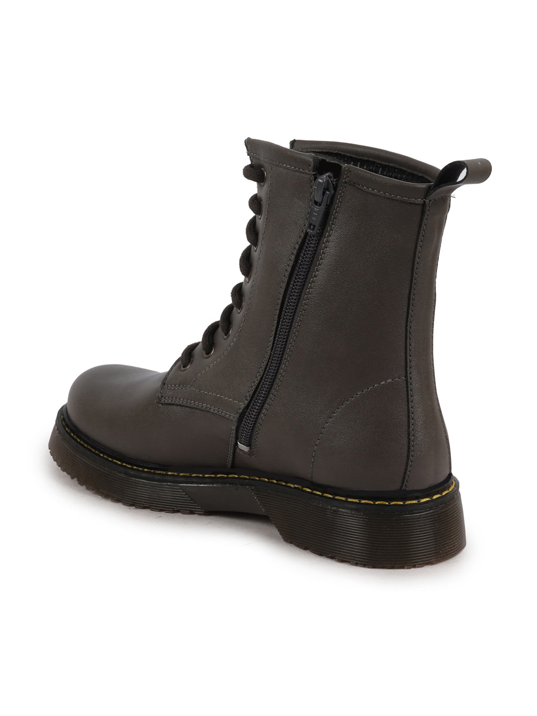Shop Women Grey Classic High Ankle 8-Eye Lace Up Casual Long Boots For Travelling|Trekking Online.