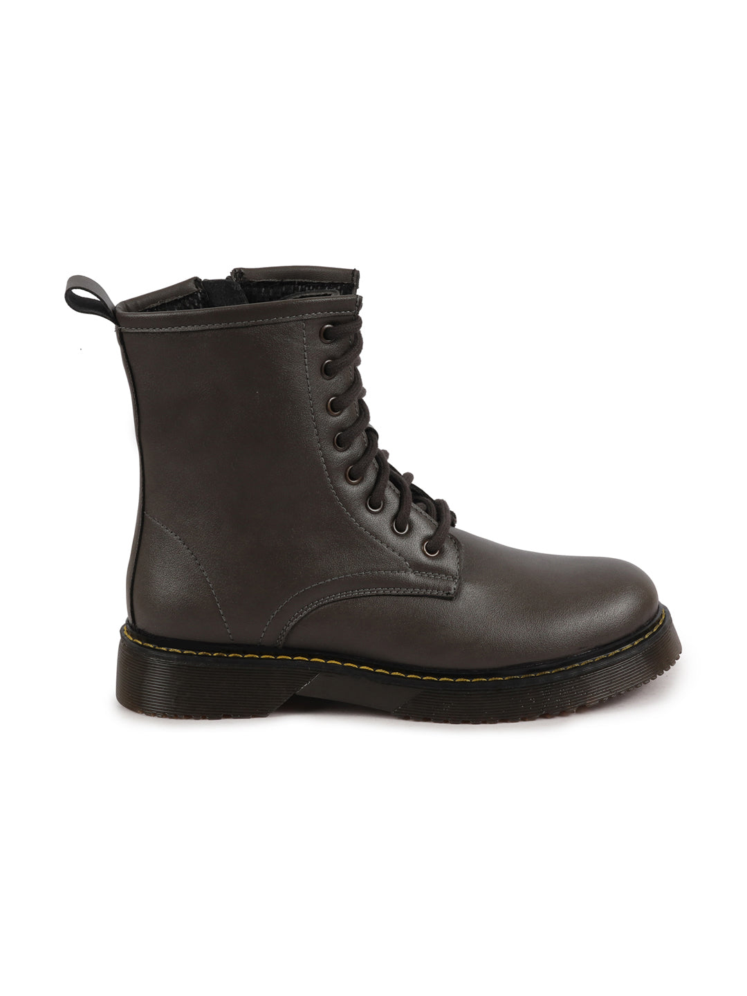 Shop Women Grey Classic High Ankle 8-Eye Lace Up Casual Long Boots For Travelling|Trekking Online.