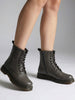 Women Grey Classic High Ankle 8-Eye Lace Up Casual Long Boots For Travelling|Trekking