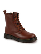 Shop Women Tan Classic High Ankle 8-Eye Lace Up Casual Long Boots For Travelling|Trekking Online.