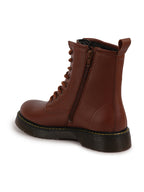 Shop Women Tan Classic High Ankle 8-Eye Lace Up Casual Long Boots For Travelling|Trekking Online.