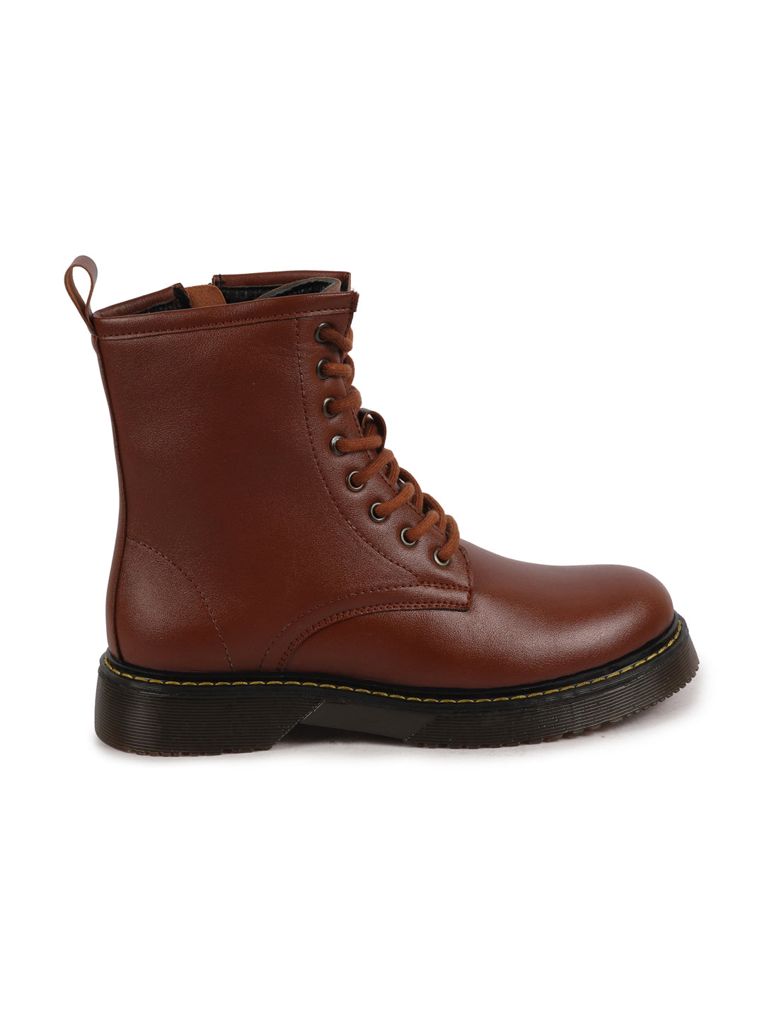 Shop Women Tan Classic High Ankle 8-Eye Lace Up Casual Long Boots For Travelling|Trekking Online.