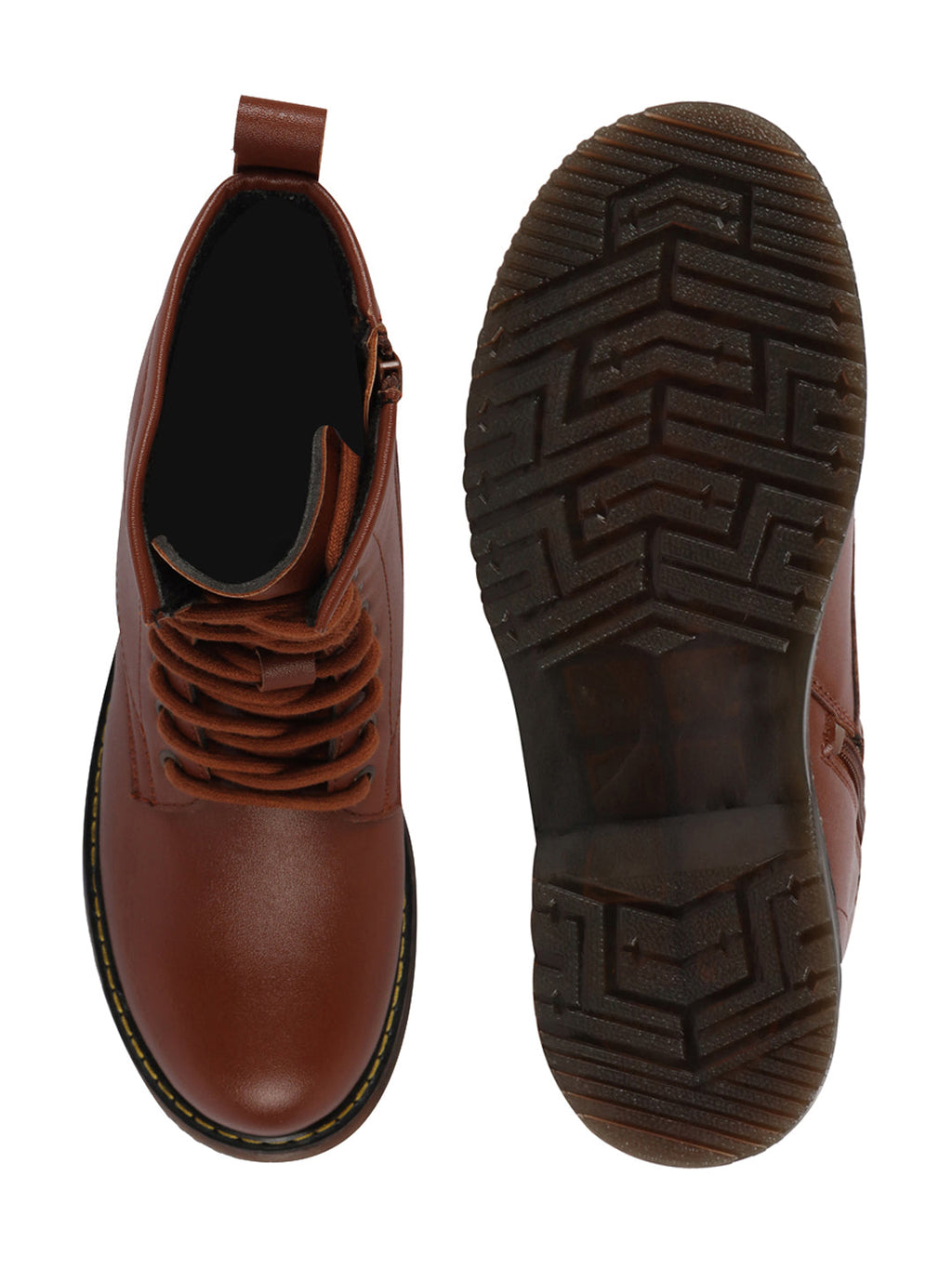Shop Women Tan Classic High Ankle 8-Eye Lace Up Casual Long Boots For Travelling|Trekking Online.