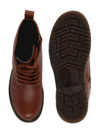 Shop Women Tan Classic High Ankle 8-Eye Lace Up Casual Long Boots For Travelling|Trekking Online.