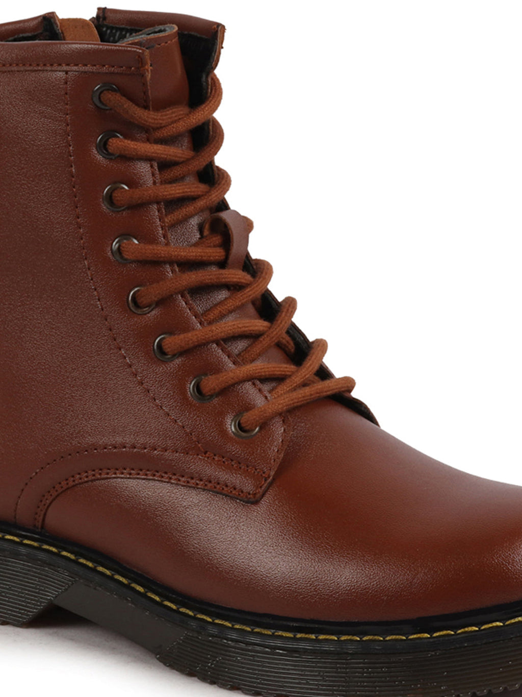 Shop Women Tan Classic High Ankle 8-Eye Lace Up Casual Long Boots For Travelling|Trekking Online.